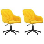 Въртящи трапезни столове, 2 бр, жълти, кадифе