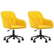 Въртящи трапезни столове, 2 бр, жълти, кадифе