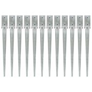Заземителни колове 12 бр сребристи 7x7x75см поцинкована стомана