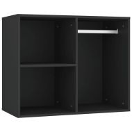 LED тоалетка с шкафове, черна, инженерно дърво