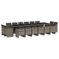 Градински комплект с възглавници 17 части полиратан сив