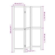 Разделител за стая, 3 панела, бял, дърво пауловния масив