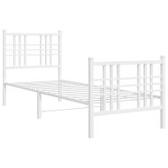 Метална рамка за легло с горна и долна табла, бяла, 75x190 см