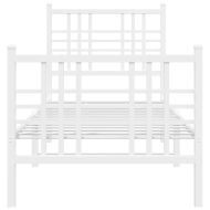 Метална рамка за легло с горна и долна табла, бяла, 75x190 см