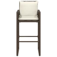 Градински бар табуретки с възглавници, 2 бр, кафяв полиратан