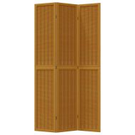 Разделител за стая, 3 панела, кафяв, дърво пауловния масив