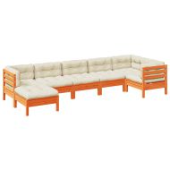 Градински комплект с възглавници, 7 части, восъчнокафяв