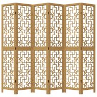 Разделител за стая, 6 панела, кафяв, дърво пауловния масив