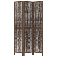 Разделител за стая, 3 панела, тъмнокафяв, дърво пауловния масив