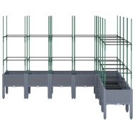 Градински сандък с пергола, синьо сив, 200x160x142,5 см, PP