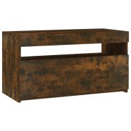 ТВ шкаф с LED осветление, опушен дъб, 75x35x40 см