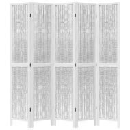 Разделител за стая, 5 панела, бял, дърво пауловния масив