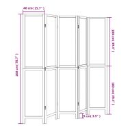 Разделител за стая, 5 панела, бял, дърво пауловния масив