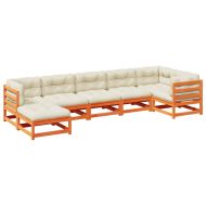 Градински комплект с възглавници, 7 части, восъчнокафяв