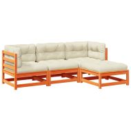 Градински комплект с възглавници, 4 части, восъчнокафяв