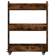 Шкаф с колелца, опушен дъб, 60x22x79 см, инженерно дърво