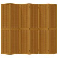 Разделител за стая, 6 панела, кафяв, дърво пауловния масив