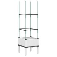 Градински сандък с пергола, бял, 40x40x142,5 см, PP