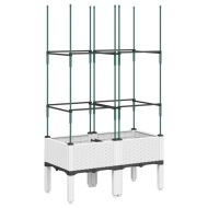 Градински сандък с пергола, бял, 80x40x142,5 см, PP