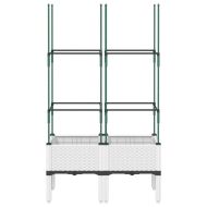 Градински сандък с пергола, бял, 80x40x142,5 см, PP