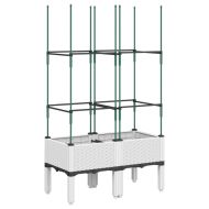 Градински сандък с пергола, бял, 80x40x142,5 см, PP