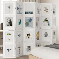 Разделител за стая, 6 панела, бял, дърво пауловния масив