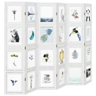 Разделител за стая, 6 панела, бял, дърво пауловния масив