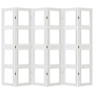 Разделител за стая, 6 панела, бял, дърво пауловния масив