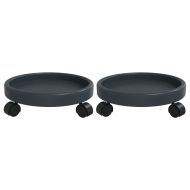 Поставки за цветя с колелца, 2 бр, сиви, диаметър 34 см, 35 кг