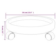 Поставки за цветя с колелца, 2 бр, сиви, диаметър 34 см, 35 кг