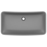 Луксозна правоъгълна мивка матово тъмносива 71x38 см керамика