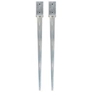 Заземителни колове 2 бр сребристи 7x7x90 см поцинкована стомана