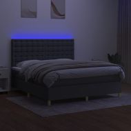 Боксспринг легло с матрак и LED, тъмносиво, 180x200 см, плат