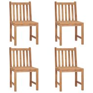 Градински столове 4 бр с възглавници тиково дърво масив