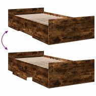 Рамка за легло с чекмеджета, опушен дъб, 100x200 см