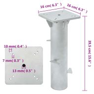 Стойка за чадър за вграждане, сребриста, 16x16x39,5 см, стомана