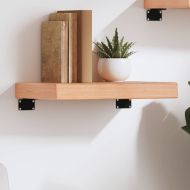 Стенен рафт светлокафяв 40x30x(2-6) см обработен масивен дъб