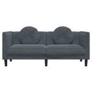 Диван с възглавници 2-местен тъмносиво кадифе