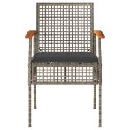 Градински столове с възглавници 2 бр сиви полиратан и акация