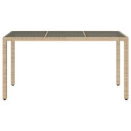 Градинска маса със стъклен плот бежова 150x90x75 см полиратан