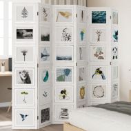 Разделител за стая, 6 панела, бял, дърво пауловния масив