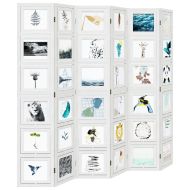 Разделител за стая, 6 панела, бял, дърво пауловния масив