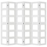 Разделител за стая, 6 панела, бял, дърво пауловния масив