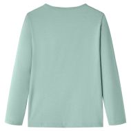 Детска тениска с дълъг ръкав, средна мента, 128