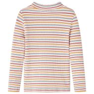 Детска тениска с дълги ръкави, ниска яка, екрю, 128