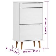 Шкаф за обувки MOLDE бял 59,5x35x103 см бор масив