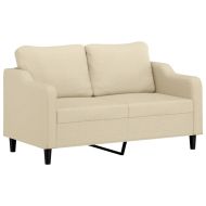 2-местен диван с декоративни възглавници кремав 140 см плат