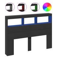 Табла шкаф с LED, черен, 140x17x102 см