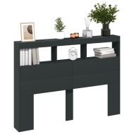 Табла шкаф с LED, черен, 140x17x102 см