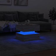Маса за кафе с LED осветление, сив сонома, 50x50x40 см